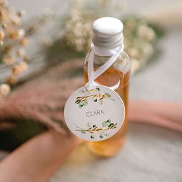 Étiquette avec ruban cadeau mariage