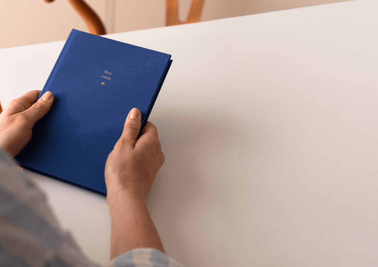 Carnet tissu titre doré