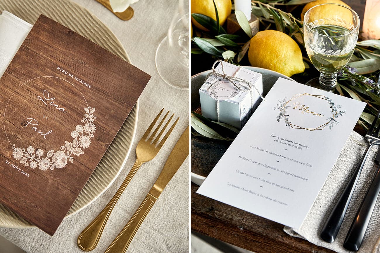 Carte menu mariage
