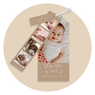 Faire-part naissance marque-page