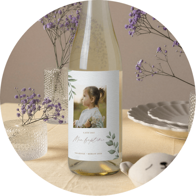 Étiquette pour bouteille baptême