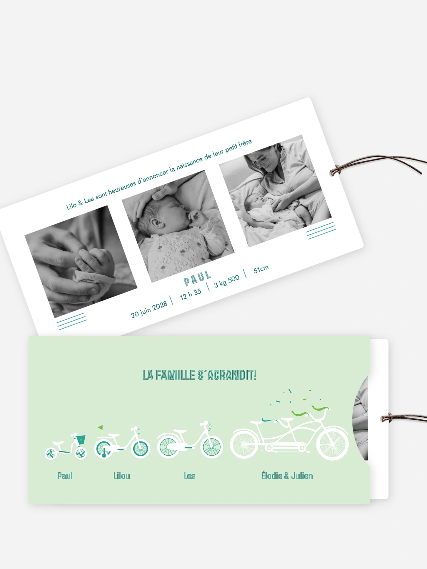 Faire-part naissance Tandem