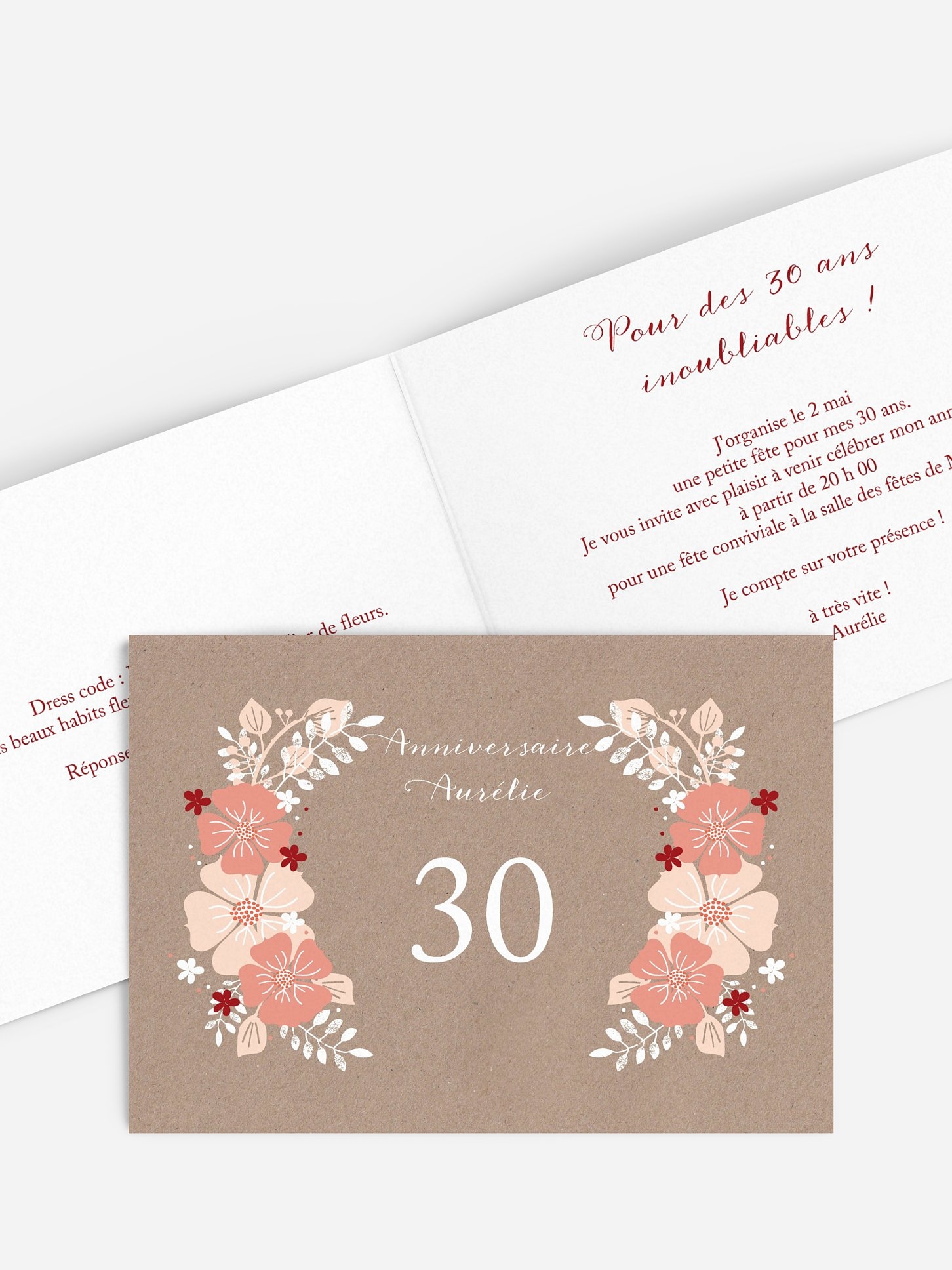 invitation anniversaire 30 Champêtre printanier
