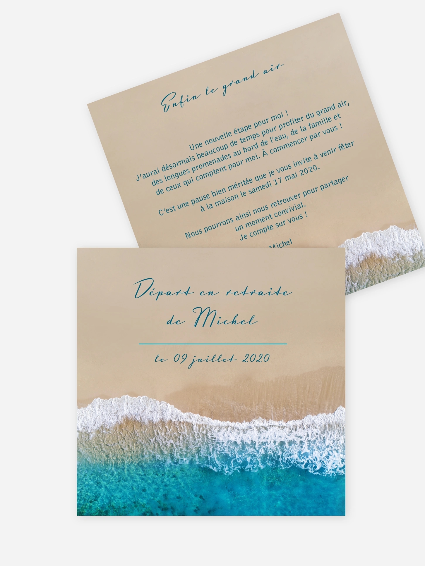 Carte invitation départ retraite Écume de mer
