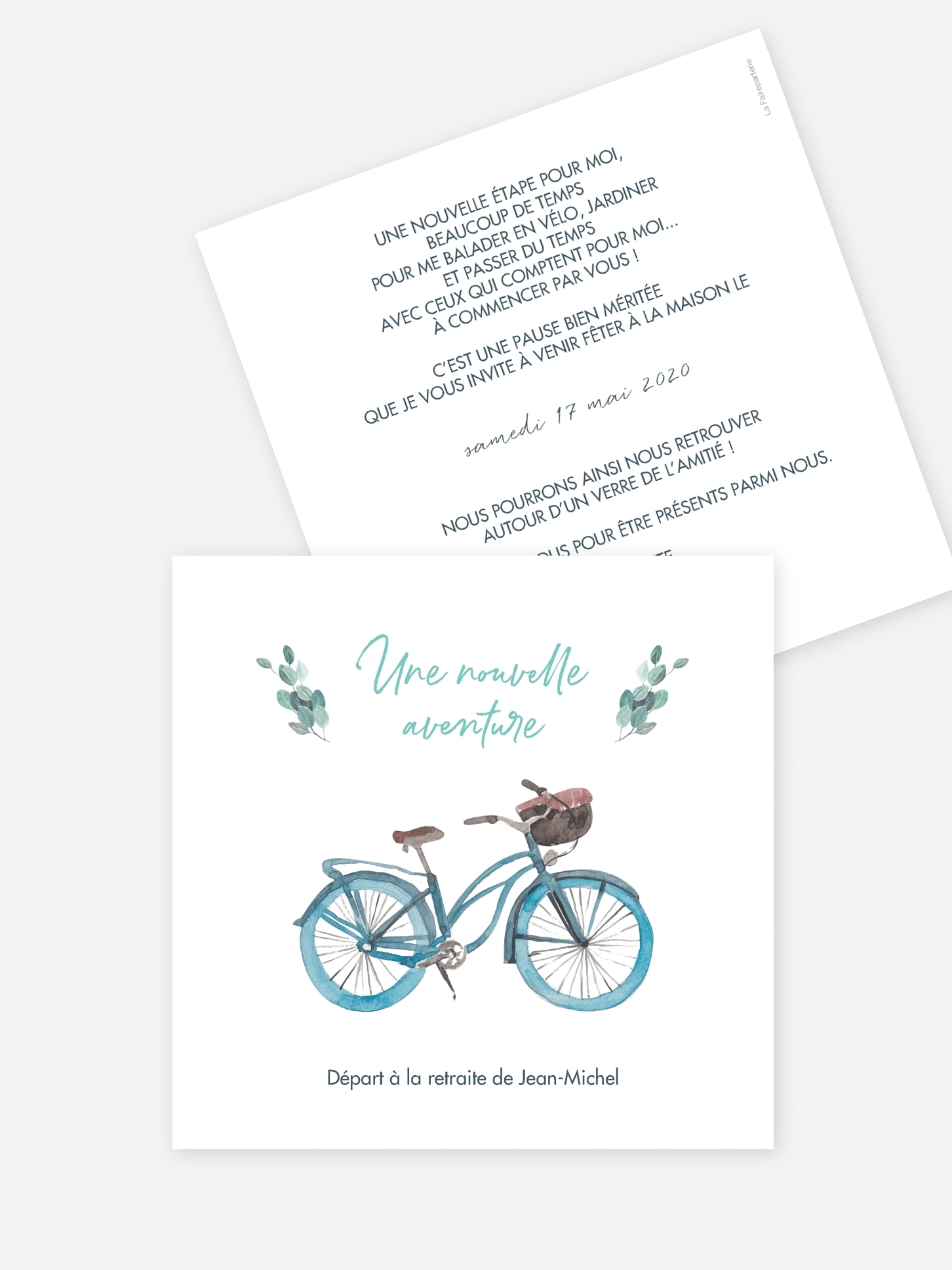 Carte invitation départ retraite Une nouvelle aventure