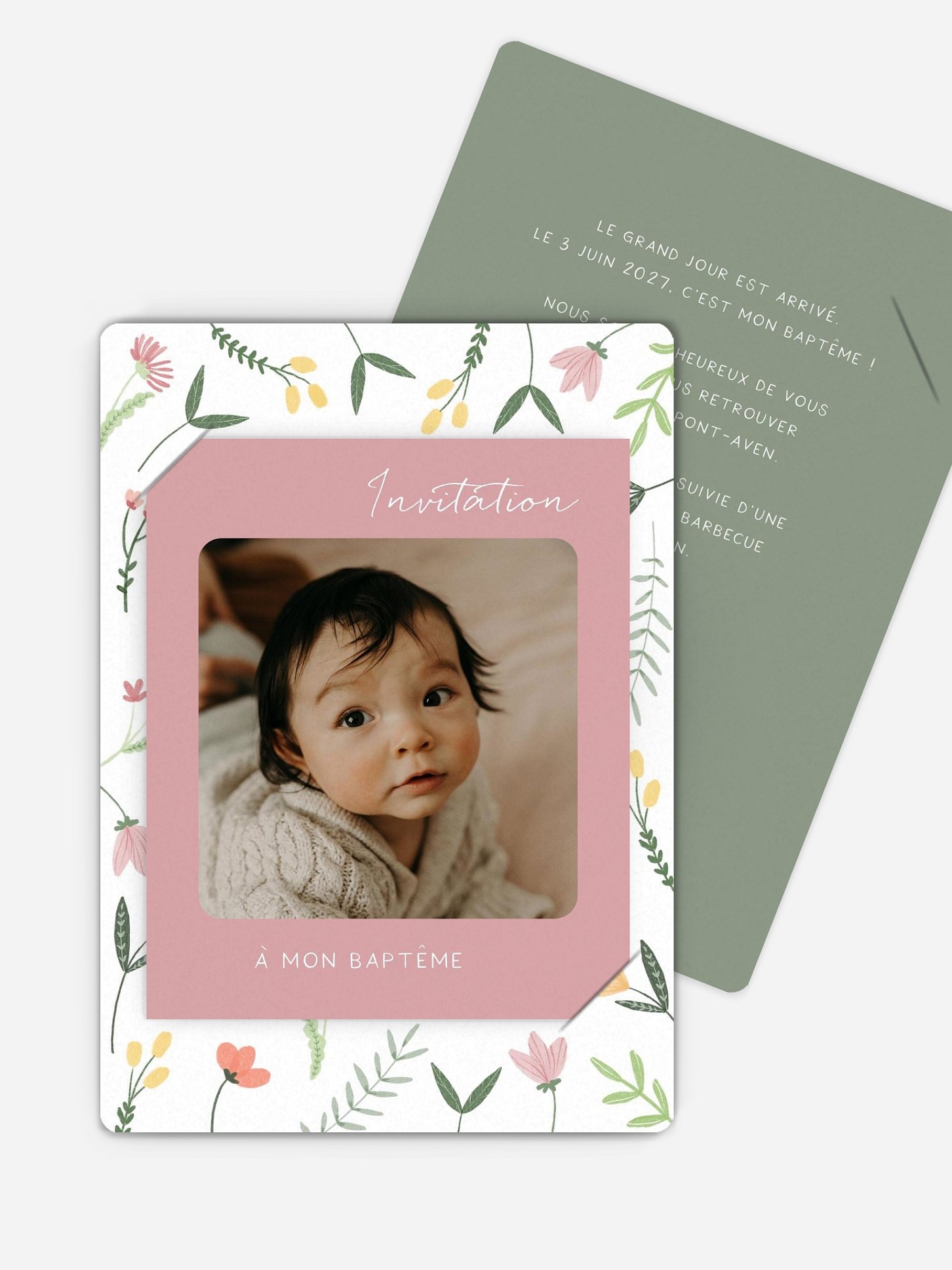 Faire-part baptême Fleurs printanières