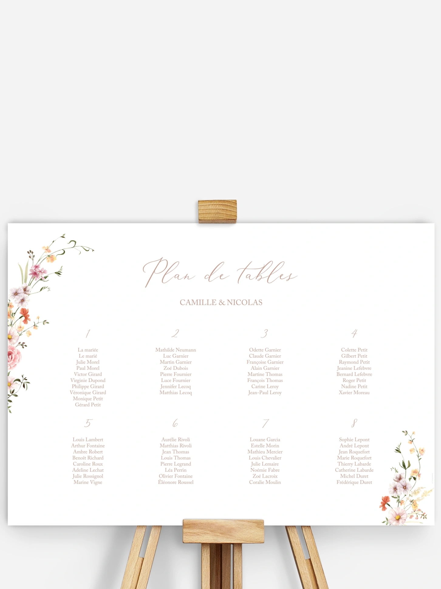 Poster plan de table mariage Arche de fleurs