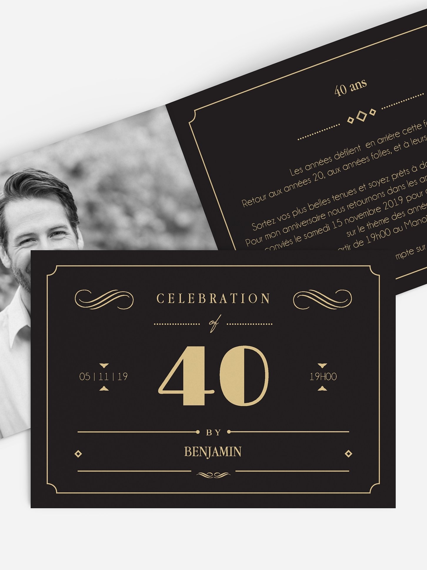 invitation anniversaire 40 Gatsby