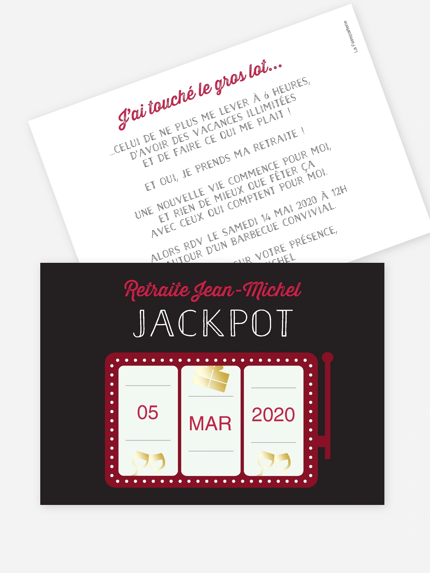 Carte invitation départ retraite Jackpot