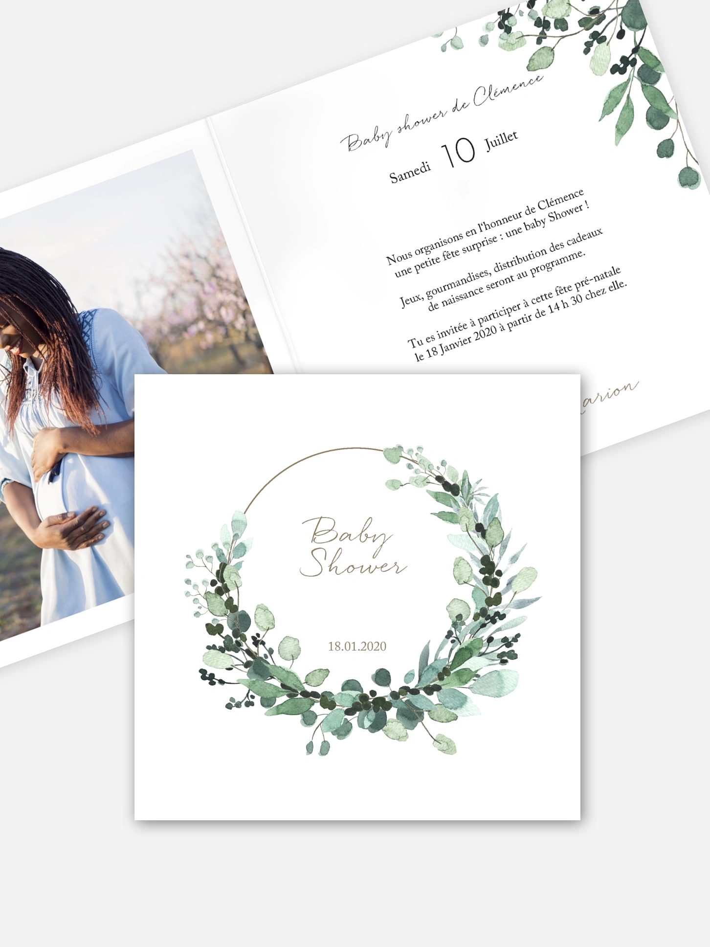 Invitation baby shower All The Greenery