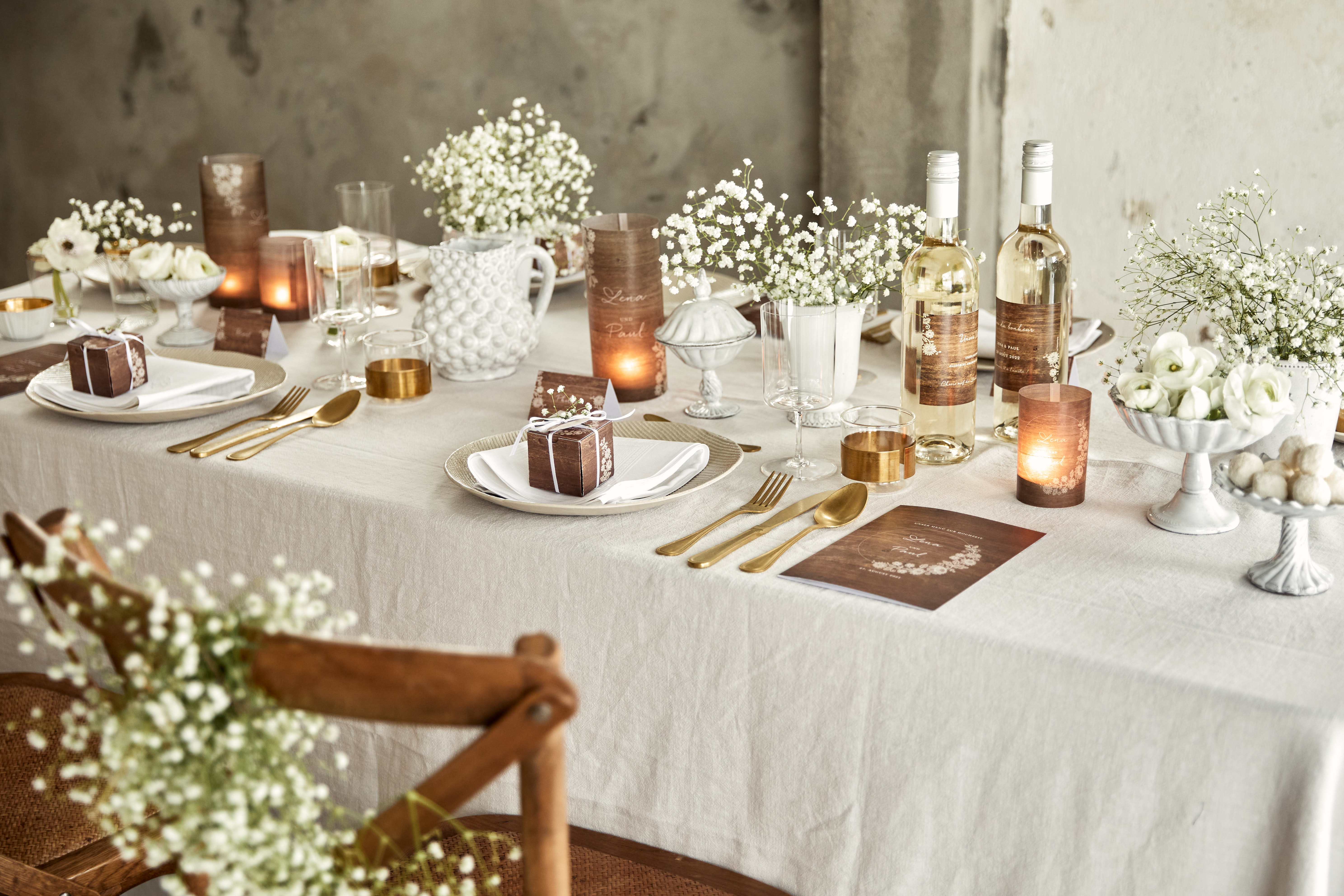 Déco de table mariage bohème et rustique