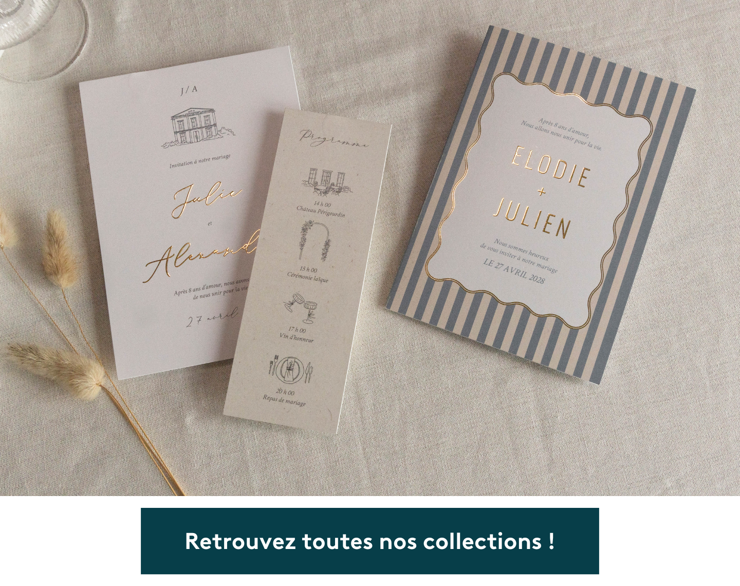 Faire-part de mariage au style doux et élégant