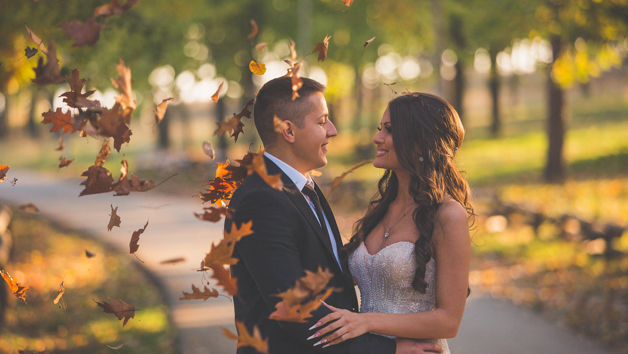 photo de mariage en automne