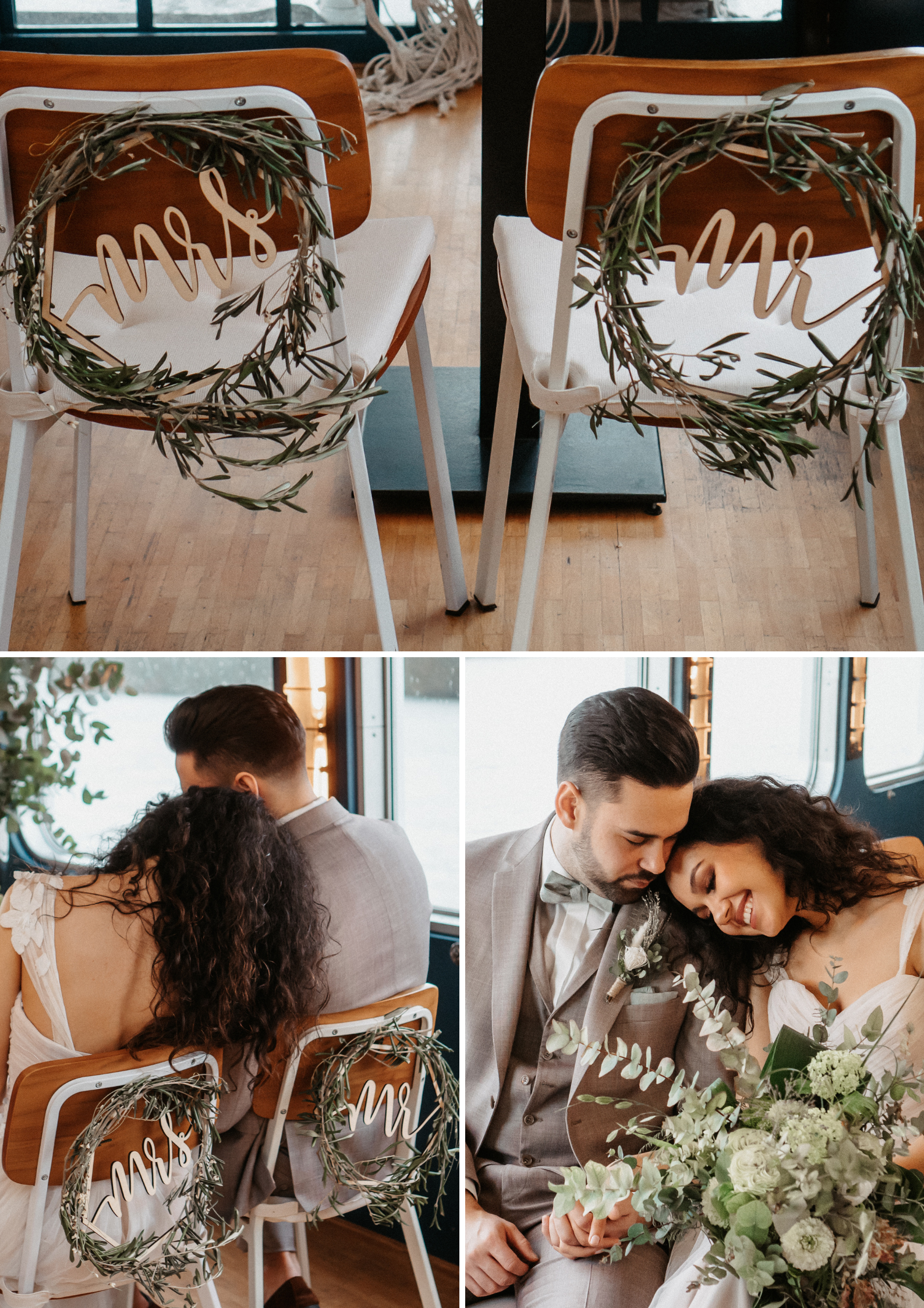 collage cérémonie de mariage sur un bateau