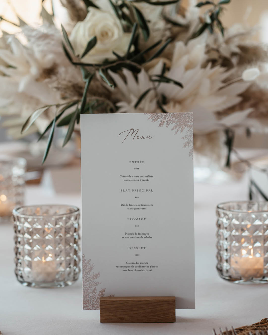 menu de mariage pampas