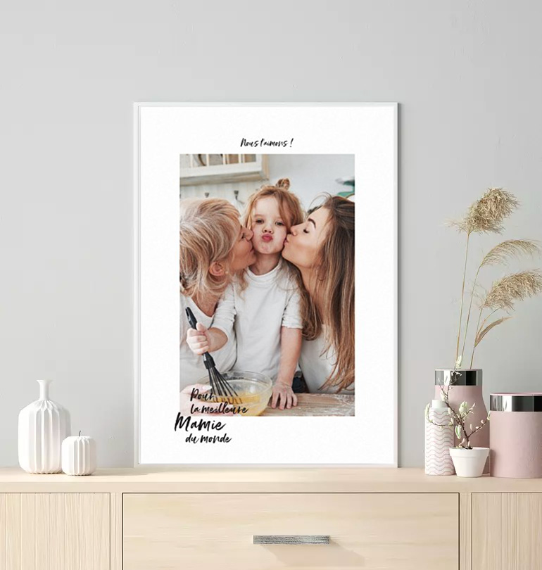 Affiche souvenirs avec maman et grand-mère