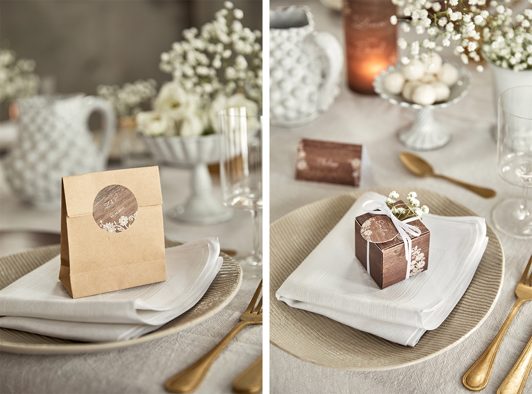 cadeaux d'invités assortis à toute votre décoration mariage