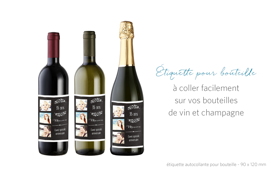 Etiquette pour bouteille Ardoise fleurie