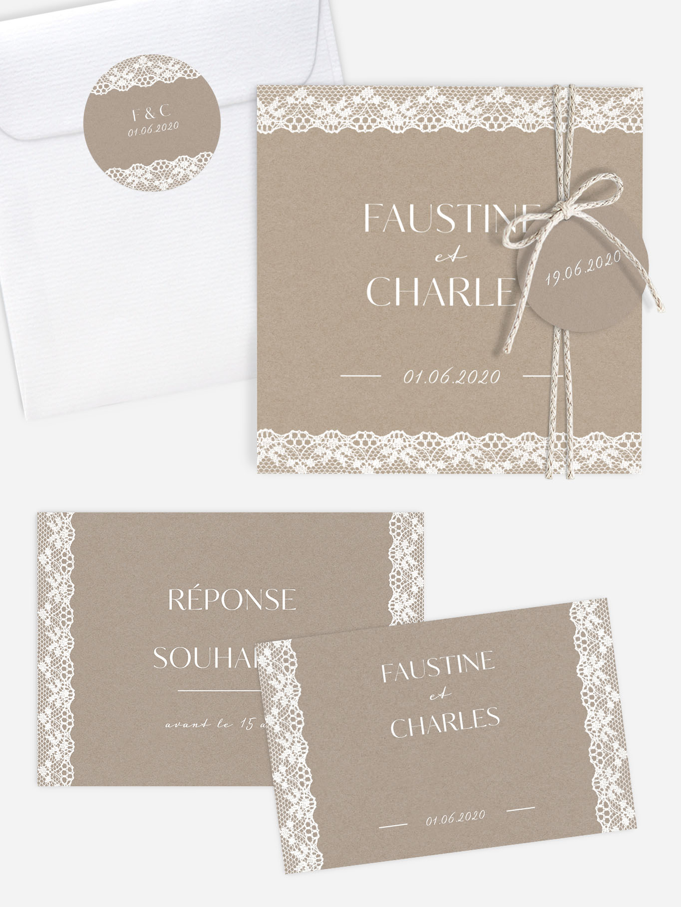 Faire Part Mariage Bandeau De Dentelle