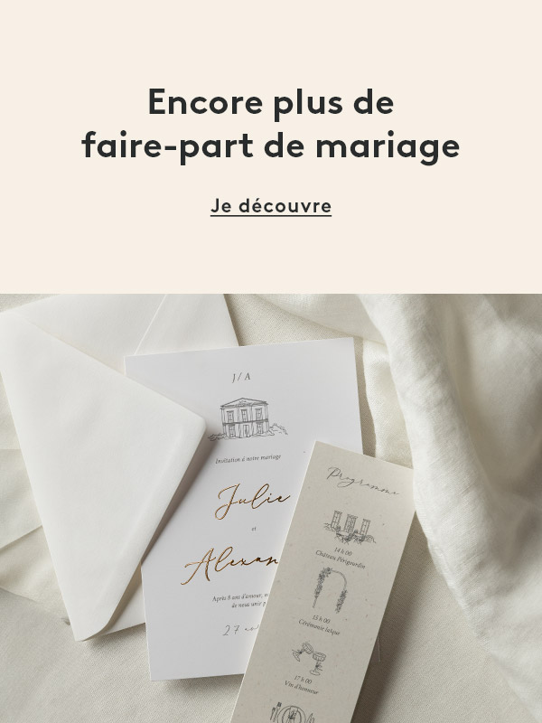 Encore plus de designs Tous les faire-part de mariage