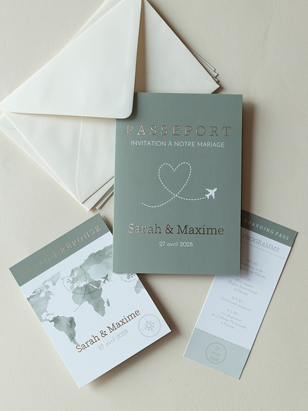 Faire-part de mariage Passeport de l'amour